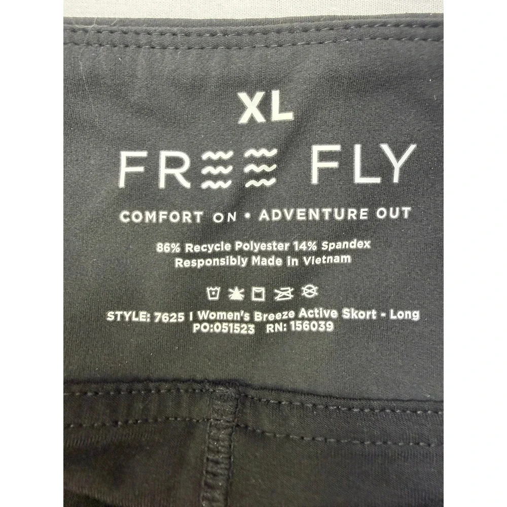 Free Fly Breeze Active Skort Women XL Black Long Athletic Golf‎ Tennis 7625